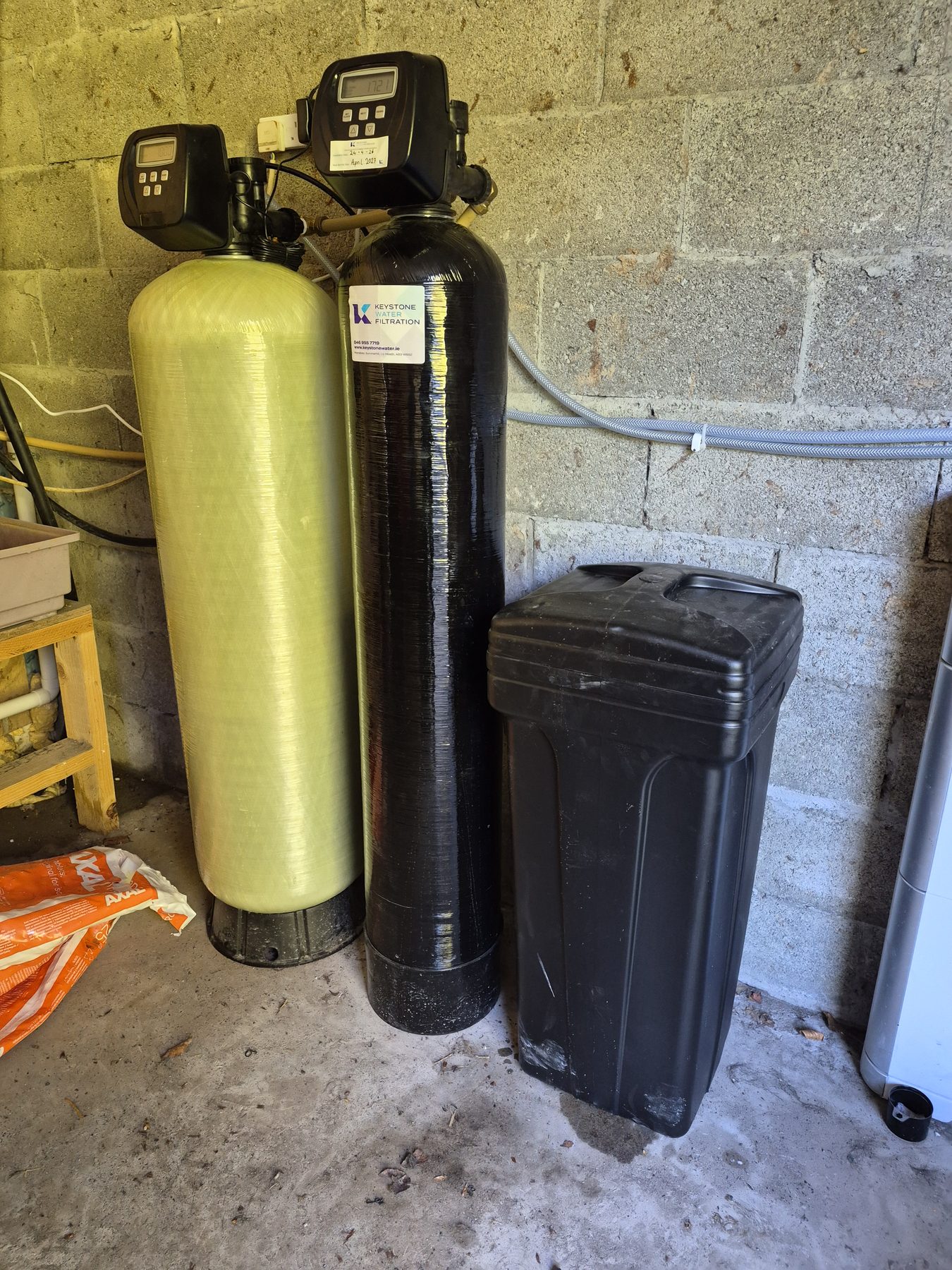 Activated carbon filtration tanks installed in an Irish home